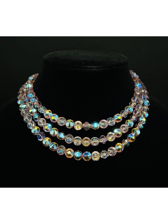 Unknown Jewelry - Rare Find Vintage 1950s-60s Aurora Borealis Crystal Multi-Strand Necklace
